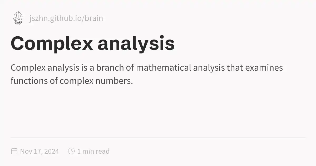 Complex analysis