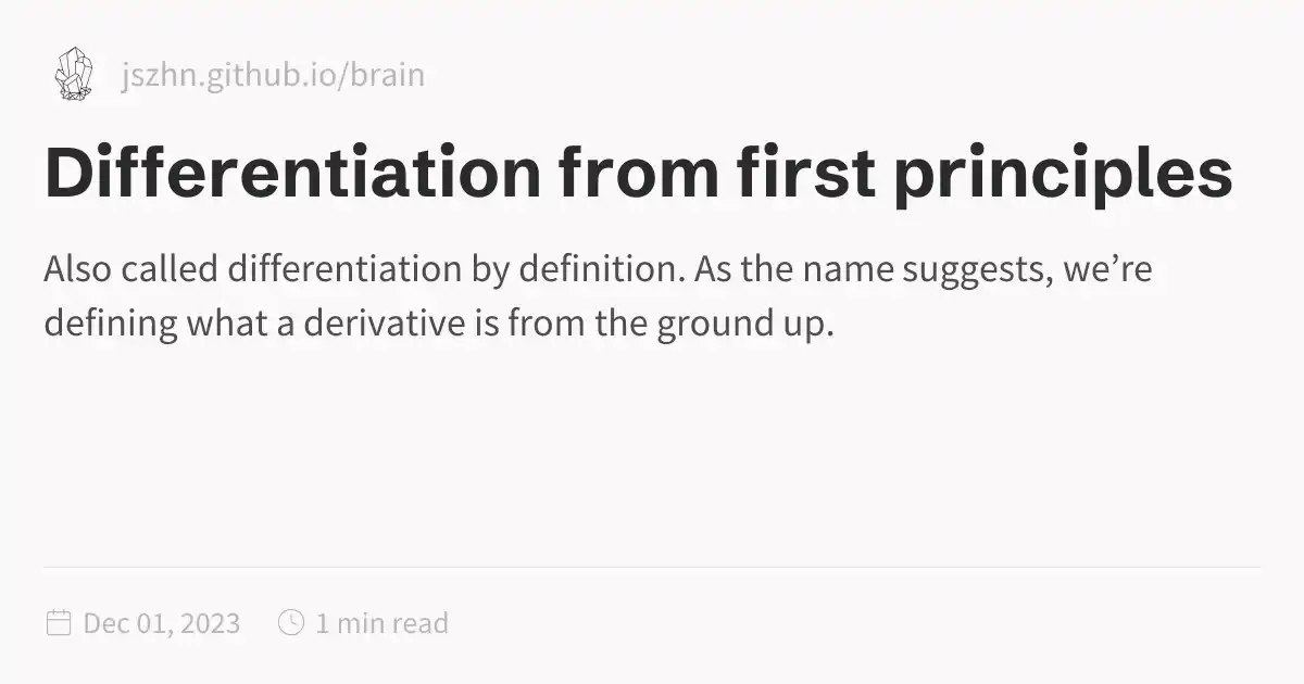 Differnetiation First Principles Differentiation from first principles