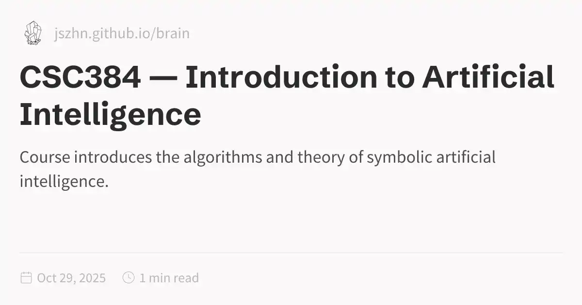 CSC384 — Introduction to Artificial Intelligence